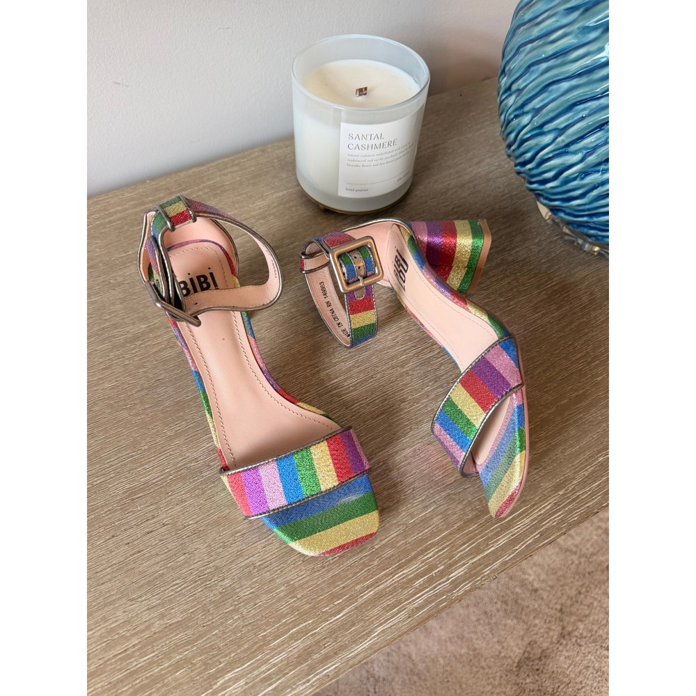 Bibi Lou Block Heel Sandals Womens Rainbow 37 / 6.5‎